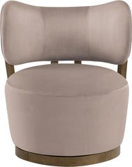 Elara - Velvet Upholstered Swivel Accent Chair - Taupe