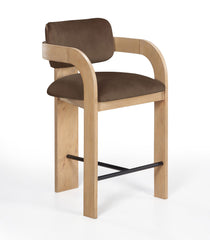 Cedra - Velvet Performance Fabric Upholstered Counter Stool - Natural Frame