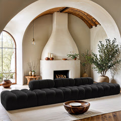 Ames - 5 Piece Boucle Upholstered Modular Sofa With 2 Armless Seats