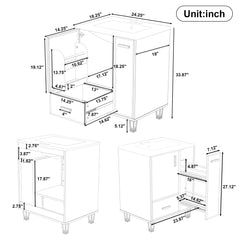 Bathroom Vanity With Sink, Deep Drawer And Pull Out Basket, Rectangular Design - Black