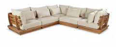 Mirella - 5 Piece Water Resistant Fabric Upholstered Outdoor Patio Modular Sectional