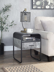 Raziela - End Table With Drawer - Black / Gray