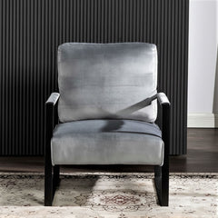 Accent Chair With Durable Square Frame, Armchair Upholstery - Gray