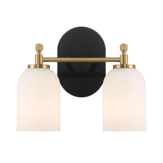 Vortex - 2 Lights Vanity In Traditional Style For Over Bathroom Mirror Wall Sconce - Black / Gold / White