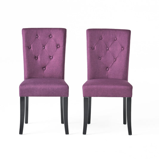 Upholstered Dining Chairs, Fabric Side Chairs, For Dining Room, Kitchen And Living Room (Set of 2) - Dark Purple