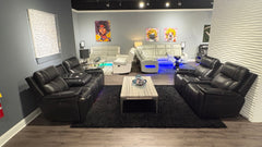 U8881 / U8880 - Leather Power Reclining Sofa / Power Console Reclining Loveseat - Black