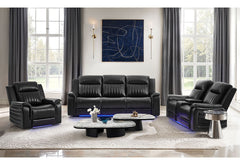 U8879 - 2 Piece Living Room Set (Power Reclining Sofa With LED And Global Surround System And Power Console Reclining Loveseat) - Charcoal