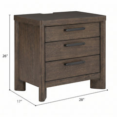 3 Drawer Nightstand With USB - Dark Oak