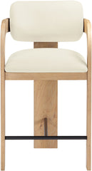 Cedra - Velvet Performance Fabric Upholstered Counter Stool - Natural Frame