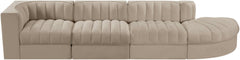 Rummi - Velvet Performance Fabric Upholstered 4 Piece Modular Sectional With Reverse Corner Chair