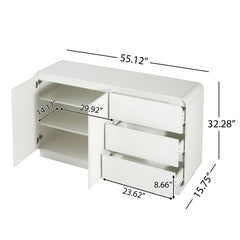 Sideboard, Wide Storage With 2 Doors And 3 Drawers