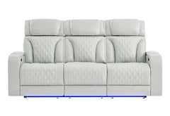 U8611 - Power Reclining Sofa With Power Headrest And LED - Silver