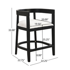 Modern Rubberwood Counter Stool Set With Upholstered Seats