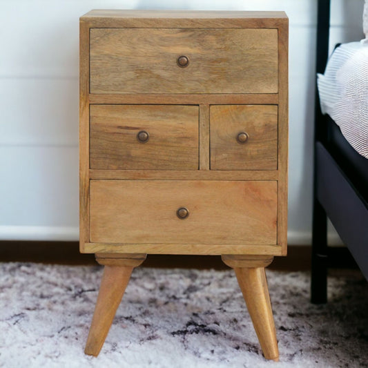Nordic Style 4 Drawer Multi Nightstand - Oak