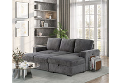 U2660 - L Shape Sectional With Pull Out Sofa Bed - Gray