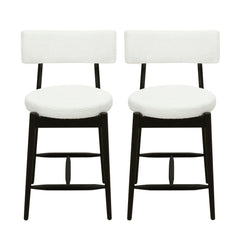 Mid Century Modern Counter Stools, Fabric Upholstered Chairs