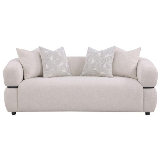 Jeanette - 84" Fabric Upholstered Round Arm Sofa - Beige