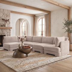 Hammond - Velvet Performance Fabric Upholstered 5 Piece L-Shaped Sectional