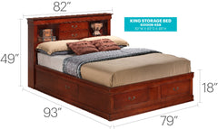 Traditional Style Bookcase Storage Bed