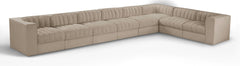 Rummi - Velvet Performance Fabric Upholstered 8 Piece Modular Sectional (With 3 Corner Chairs)