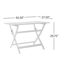 Blissique - Outdoor Foldable Wood Dining Table With Slat Design - White