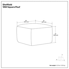 Sheffield - Square Pouf - Distressed Dark Brown