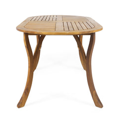 Outdoor Table With Smooth Lines, Slat Top - Teak