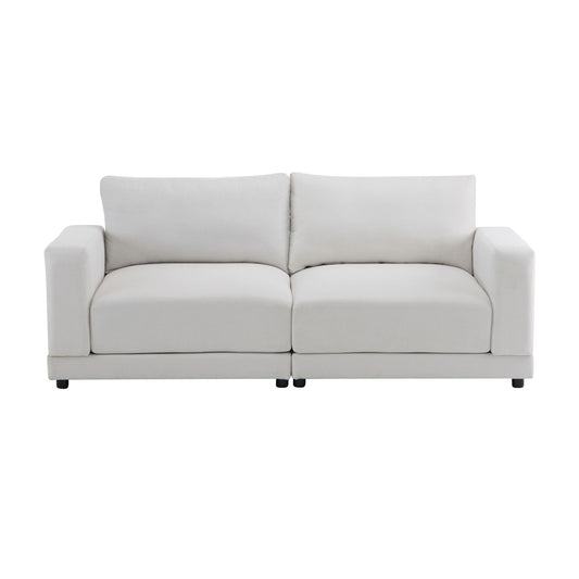 Modern Square Arm Sofa With Soft Fabric Upholstery, Deep Cushions