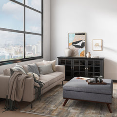 Owen - Square Coffee Table Storage Ottoman - Dark Gray