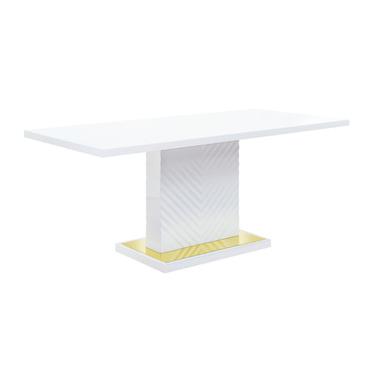 Gaines - High Gloss Dining Table With Pedestal Base