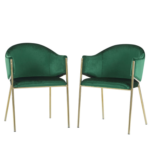 Modern Upholstered Dining Chair With Gold Metal Frame - Emerald / Gold