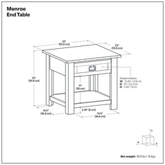 Monroe - End Table - Distressed Charcoal Brown