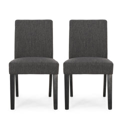 Contemporary Fabric Dining Chair With Upholstered Seating And Tapered Legs - Charcoal