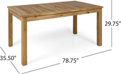 Outdoor 6 Seater Expandable Dining Set With Cushions - Sandblasted Natural / Beige