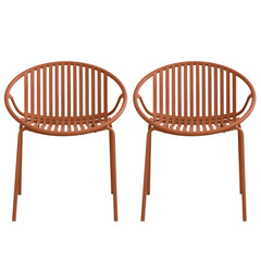 Stackable Outdoor Chairs With Breathable Plastic Backrest (Set of 2)