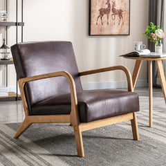 Open Framed Armchair With Cushioning Brown - Dark Brown