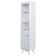 Tall Bathroom Storage Cabinet With Adjustable Shelves And 1 Drawer & Door