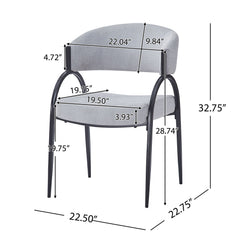 Modern Upholstered Dining Chairs With Metal Legs - Gray
