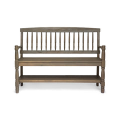 Imperial Slatted Bench With Built In Shelf - Gray