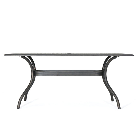 Enchantia - Outdoor Rectangular Dining Table With Weave Tabletop And Flared Legs - Copper