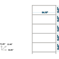 Olinda - Modern 5 Shelf Open Bookcase