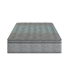 Comfort Care - 12" Hybrid Euro Top Mattress, Plush Comfort With Individual Pocketed Coil - Gray / Blue - Twin