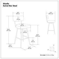 Giselle - Swivel Bar Stool (Set of 2) - Gray