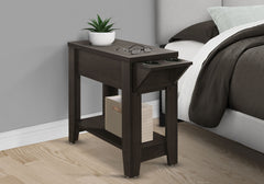 Accent Side Table, Storage, Lamp, Transitional - Espresso