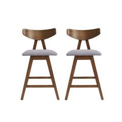 Mid Century Modern Counter Stool With V Shape Frame And Upholstered Seating