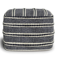 Corrie - Square Outdoor / Indoor Pouf - Navy / White