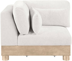Turin - Chenille Fabric Upholstered Modular Corner Chair - Natural Base
