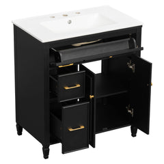 Freestanding Bathroom Vanity With Sink, Soft Close Door, Tip Out Drawer