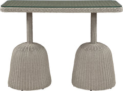 Seacrest - Tempered Glass Top And Wicker Outdoor Patio Bar Height Table