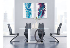 D1628 - 9 Piece Dining Room Set (Dining Table And 8 Dinning Chairs) - Silver